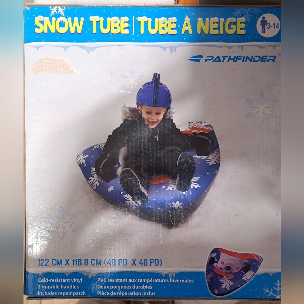 Pathfinder Blue Triangle Shaped Snow Tube With Polar Bear Print for Kids.